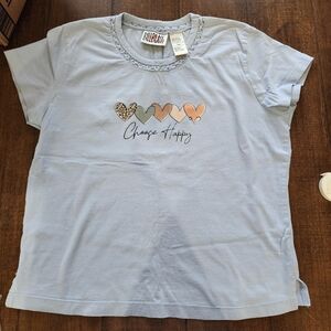 Vintage Grannycore "Choose Happy" Quote Graphic Blouse